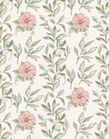 Delicate Pink Floral Leaf Pattern Rug