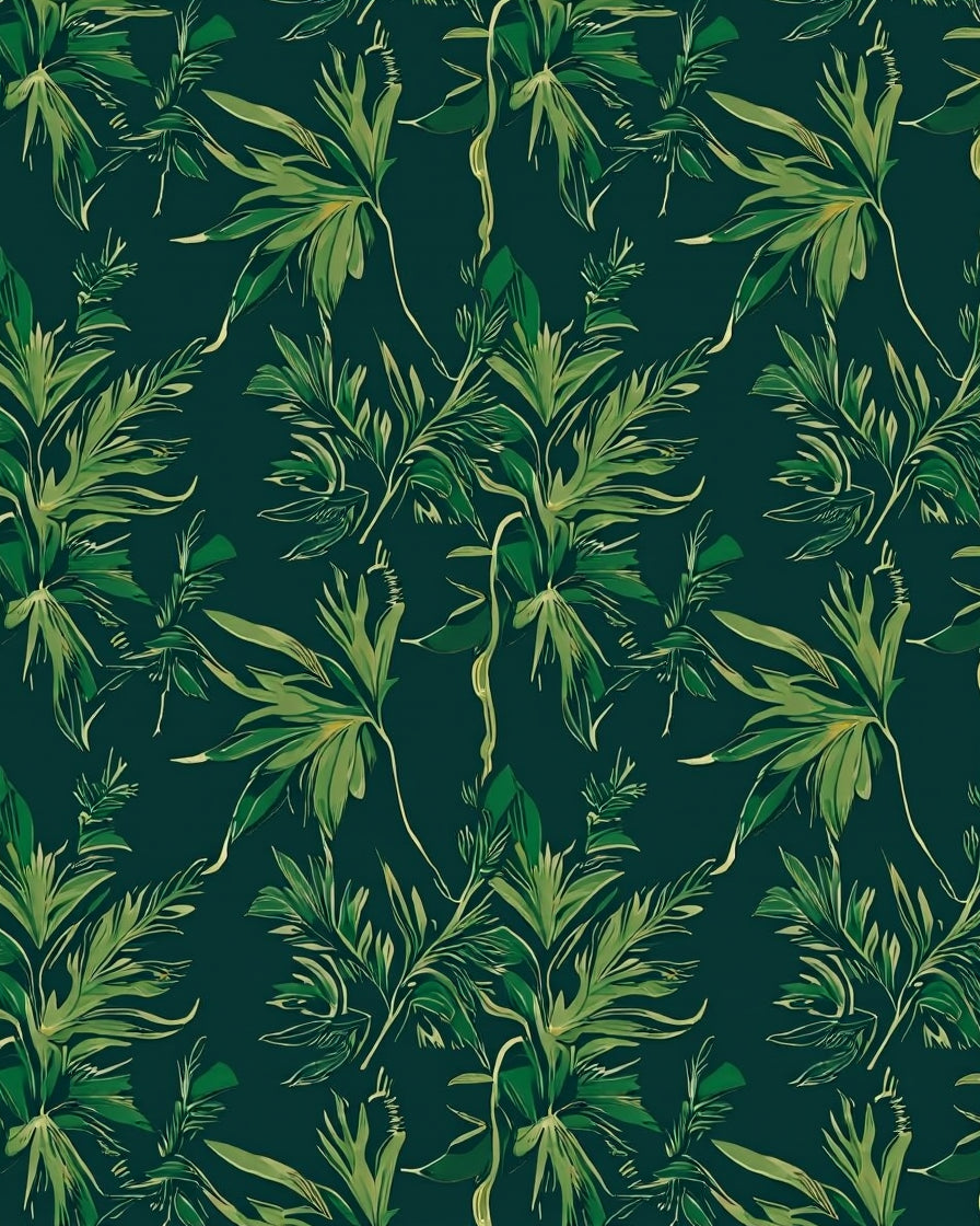 Abstract Green Leaf Botanical Design Rug