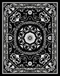 Ornate Floral Patterned Black White Rug