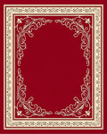 Vibrant Red Floral Vine Border Rug