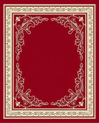 Vibrant Red Floral Vine Border Rug