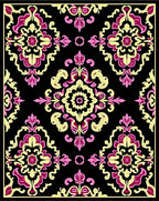 Floral Damask Pattern with Pink Yellow Rug