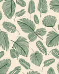 Green Leaf Patterned Contemporary Rug