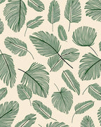 Green Leaf Patterned Contemporary Rug