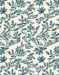 Dark Blue Leafy Vine Pattern Rug