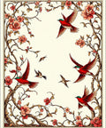 Floral Birds Nature Inspired Pattern Rug