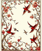 Floral Birds Nature Inspired Pattern Rug