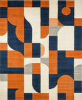 Abstract Geometric Shapes Block Pattern Rug