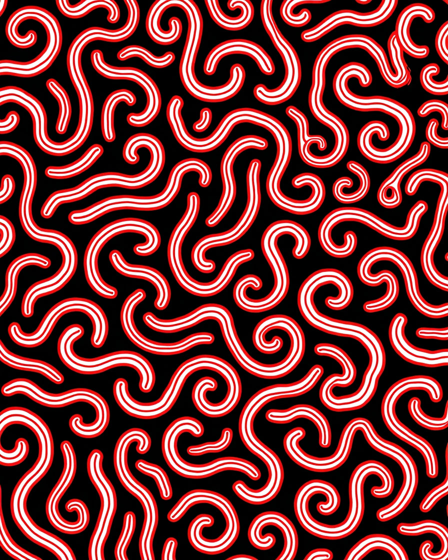 Amorphous Red Swirls Black Field Rug