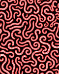 Amorphous Red Swirls Black Field Rug