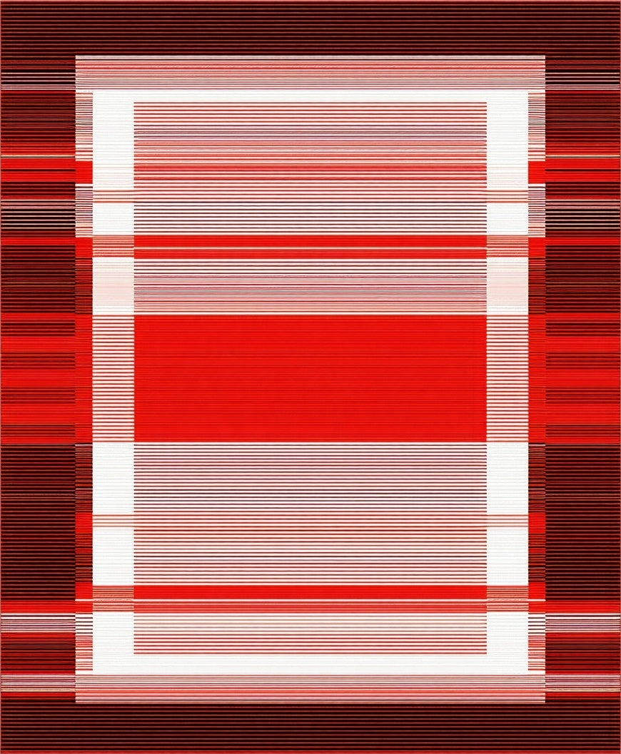 Red Stripes Geometric Contemporary Rug
