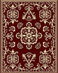 Crimson Floral Medallion Scrollwork Rug