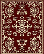 Crimson Floral Medallion Scrollwork Rug