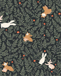 Forest Creatures Foliage Whimsical Pattern Rug