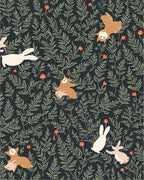 Forest Creatures Foliage Whimsical Pattern Rug