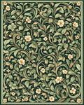 Deep Green Floral Vines Pattern Rug