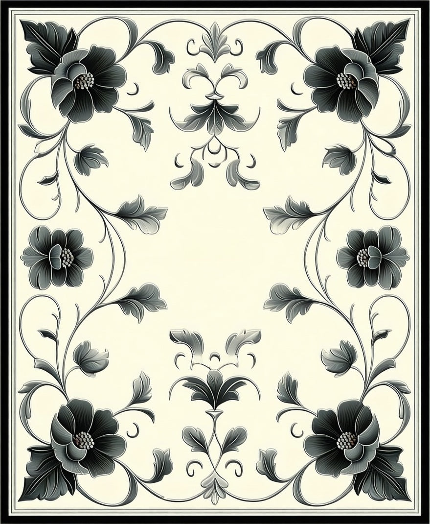 Classic Floral Scrollwork Design Rug