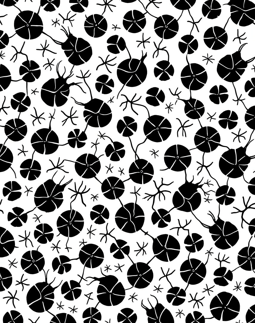 Black White Floral Patterned Rug