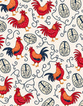 Rooster and Egg Whimsical Pattern Rug