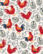 Rooster and Egg Whimsical Pattern Rug