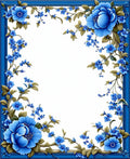 Delicate Blue Floral Vines Pattern Rug