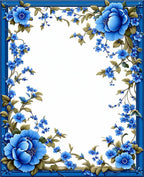 Delicate Blue Floral Vines Pattern Rug