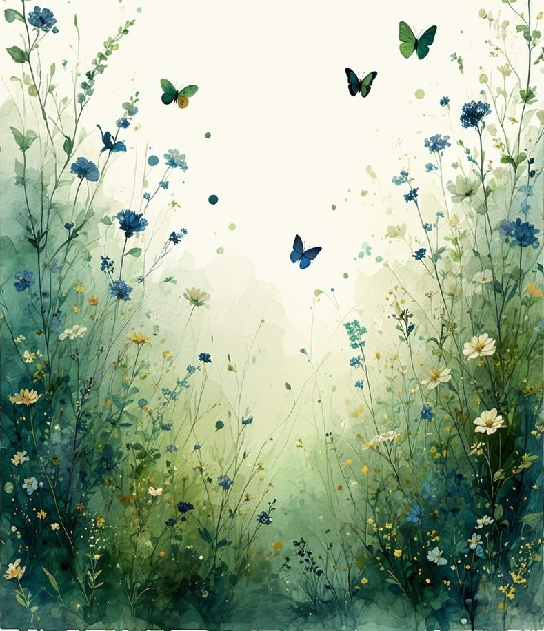 Whimsical Floral Butterfly Meadow Rug
