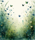 Whimsical Floral Butterfly Meadow Rug