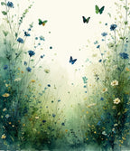 Whimsical Floral Butterfly Meadow Rug