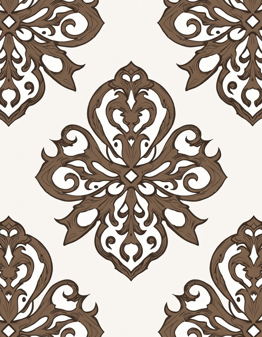 Ornate Floral Scrollwork Pattern Rug