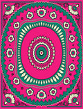 Vibrant Pink Teal Floral Mandala Rug