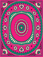 Vibrant Pink Teal Floral Mandala Rug