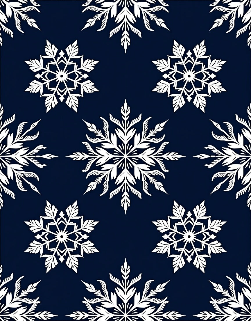 White Snowflake Navy Blue Background Rug
