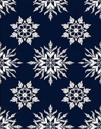 White Snowflake Navy Blue Background Rug