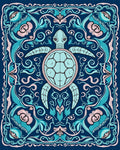 Whimsical Turtle Floral Scroll Design Rug