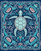 Whimsical Turtle Floral Scroll Design Rug