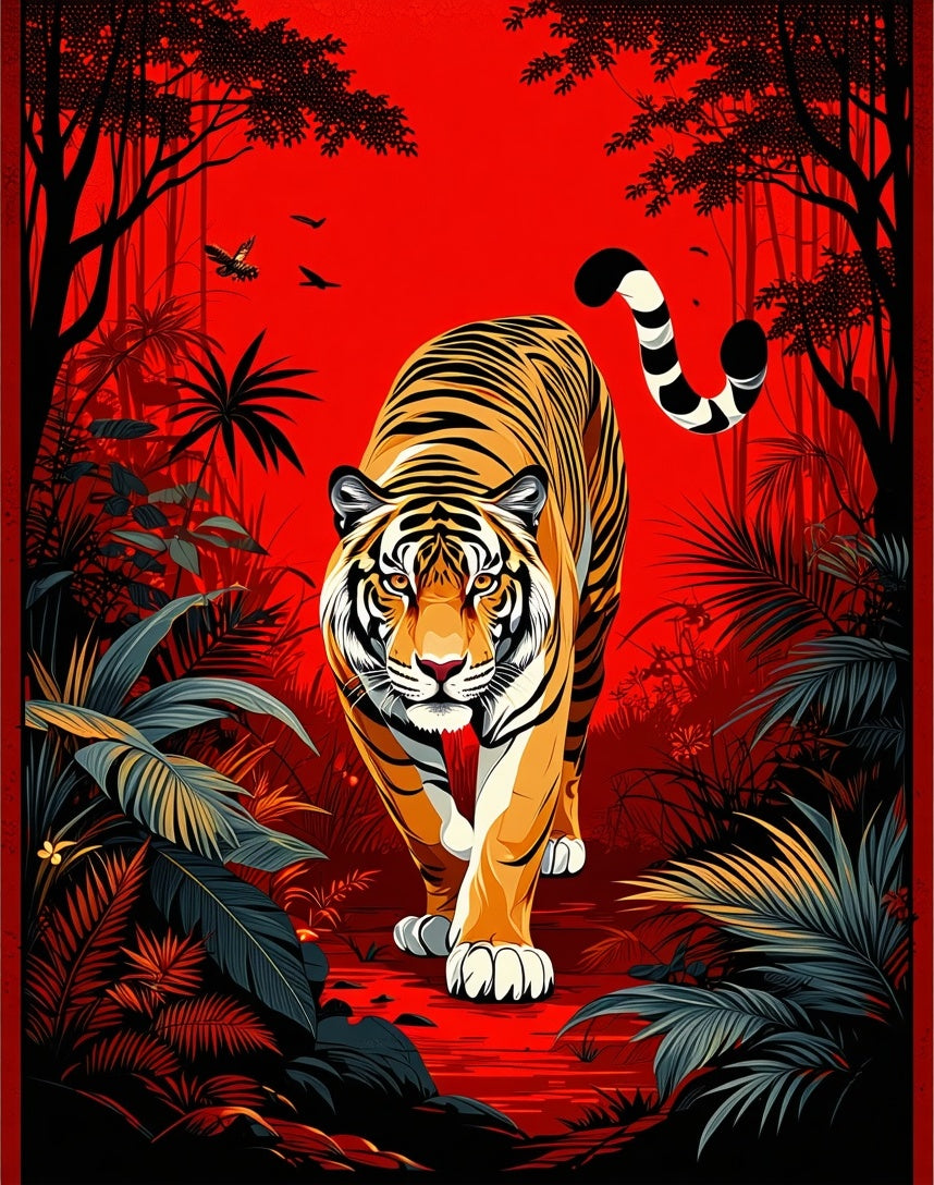 Vibrant Tiger Jungle Walk Rug