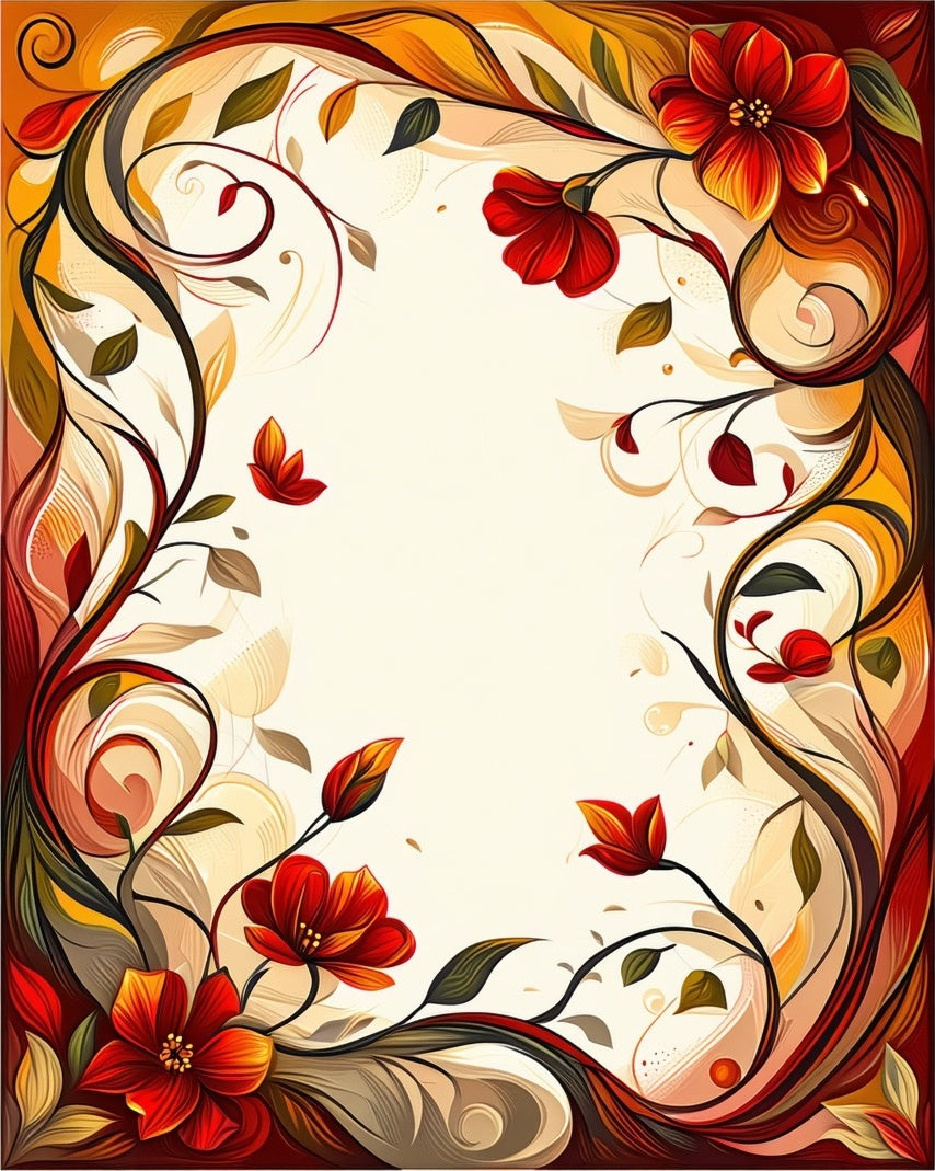 Bold Red Floral Swirl Pattern Rug