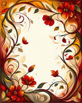 Bold Red Floral Swirl Pattern Rug
