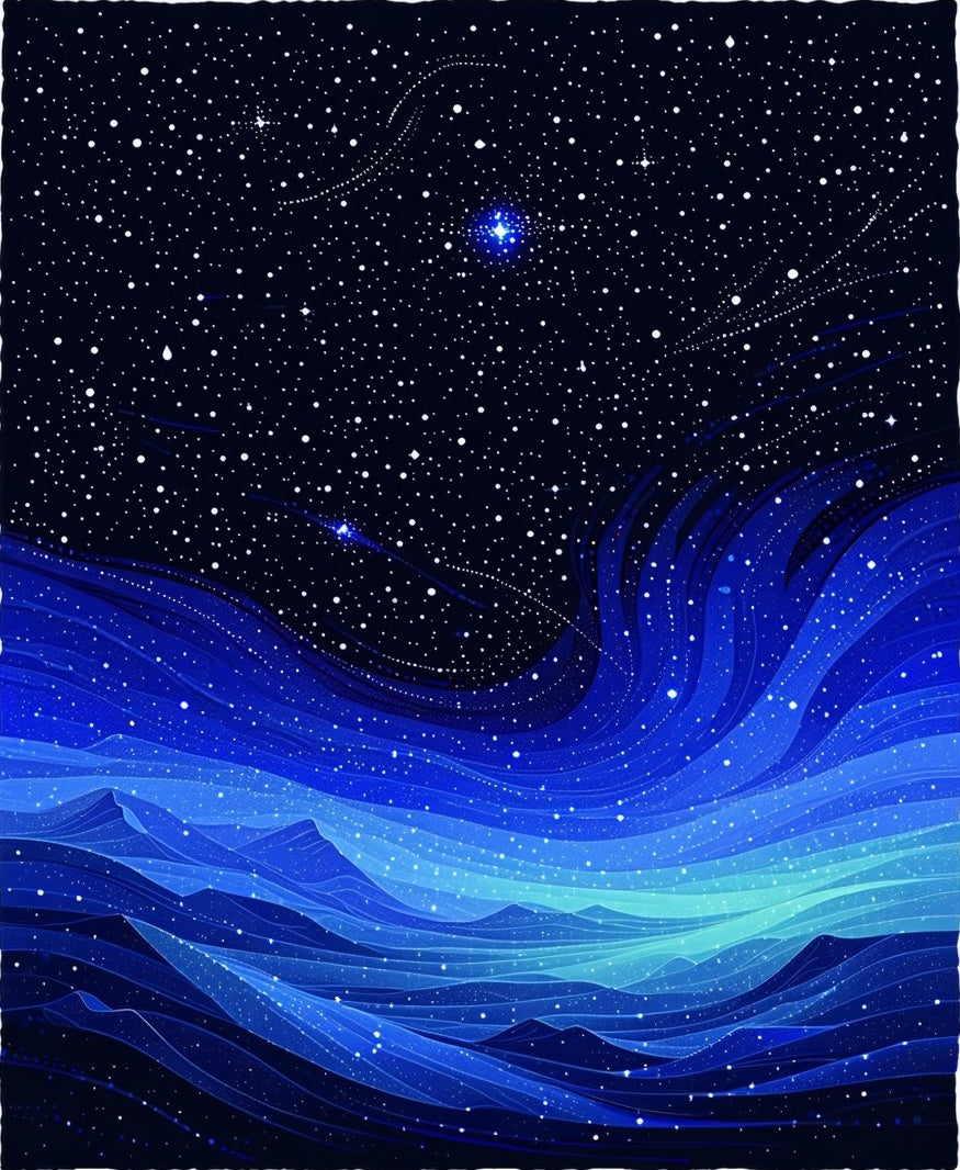 Starry Night Sky Abstract Landscape Rug