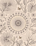 Botanical Illustration Mandala With Butterflies Rug