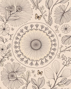 Botanical Illustration Mandala With Butterflies Rug