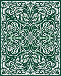 Emerald Botanical Swirl Scroll Rug