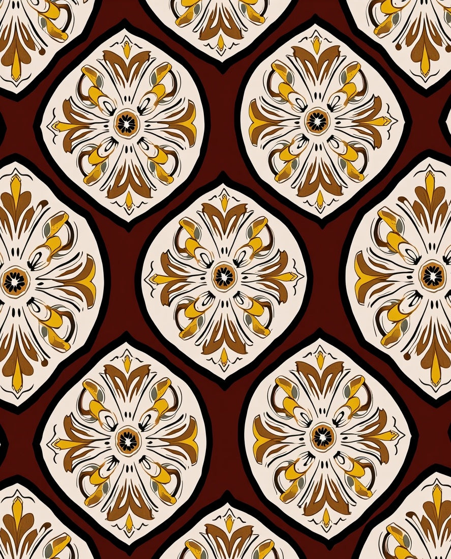 Ornate Floral Medallion Print Rug