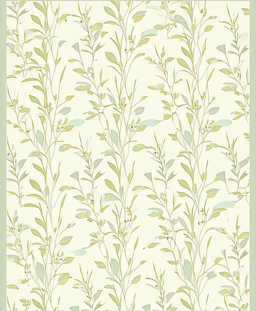 Light Green Botanical Vine Pattern Rug