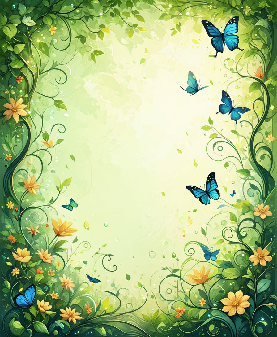 Whimsical Floral Butterfly Garden Rug