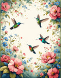 Hummingbird Floral Garden Art Rug