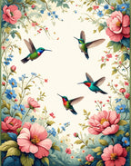 Hummingbird Floral Garden Art Rug