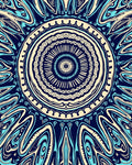 Symmetrical Aqua Swirl Mandala Pattern Rug