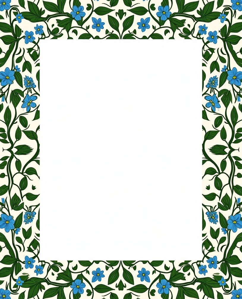 Vine Floral Blue Accent Rug